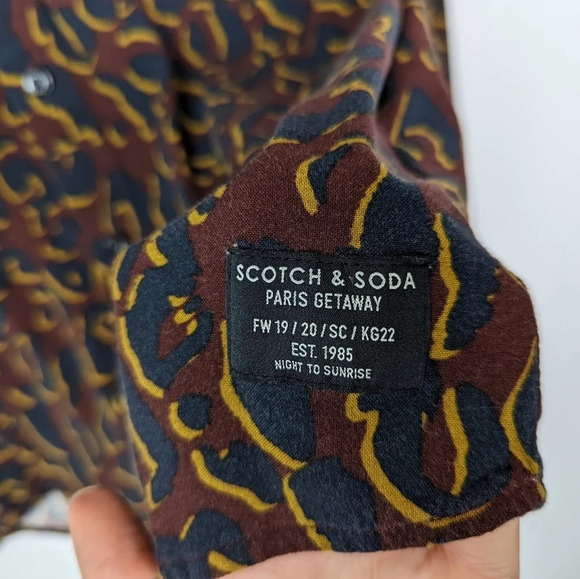 Scotch & Soda Size L Party Animal Leopard Spotted Print Button Front Blouse Top - Picture 8 of 13